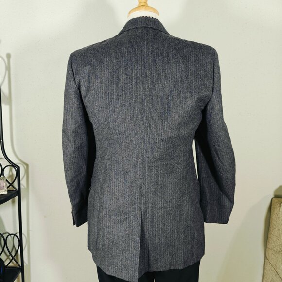 VTG Bill Blass Men's Sport Coat Blazer Gray Striped Herringbone Wool Size 40R - Picture 11 of 16